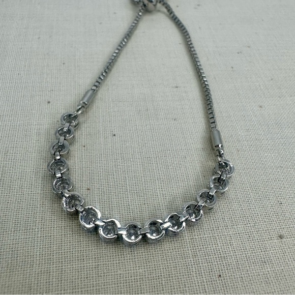 Classic Tennis Silver Tone Adjustable Bracelet with Crystals - Picture 4 of 6